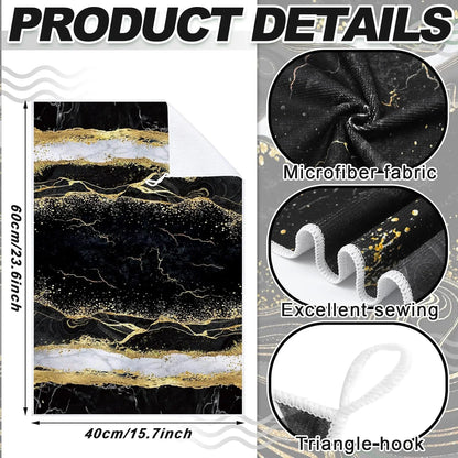 4 Pcs Marble Kitchen Towels Black and Gold Bathroom Hand Towels Absorbent Marble Tea Washcloths for Spring Bathroom Decor Kitchen Accessories Gifts