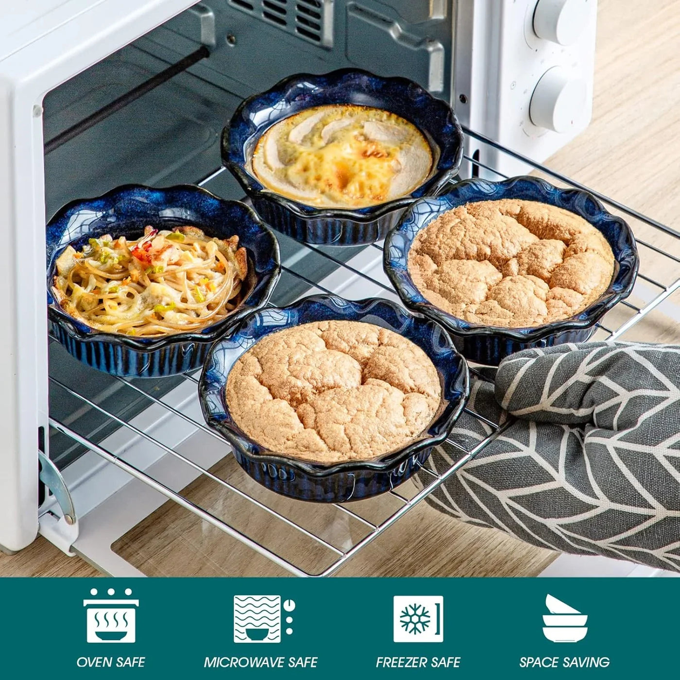 Mini Pie Pans Set of 6, 5.2 Inch Ceramic Deep Dish Pie Plate for Baking Microwave & Oven Safe, Cream Colored