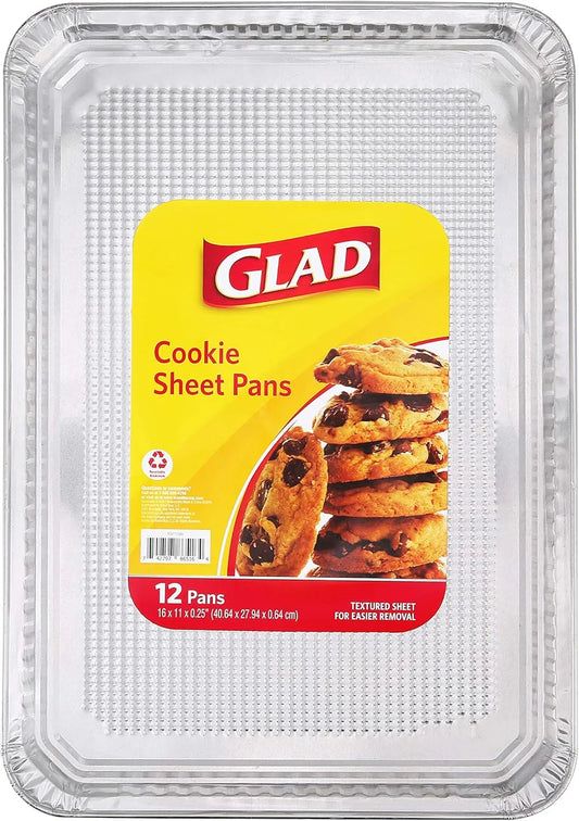 Disposable Bakeware Aluminum Rectangular Cookie Sheets for Baking and Roasting, 12 Count-16" X 11" X 0.25" - Textured, Made from Aluminum - Baking Sheets, Baking Pans, Foil Cookie Sheet