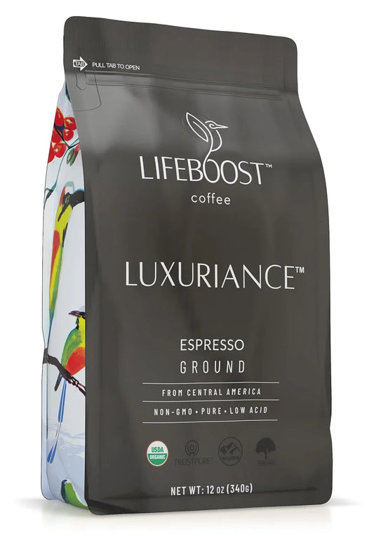 Organic Espresso Ground Coffee - Non-Gmo Low Acid Single Origin USDA Shade Grown Organic Espresso Coffee - Third Party Tested for Mycotoxins & Pesticides 12Oz Bag