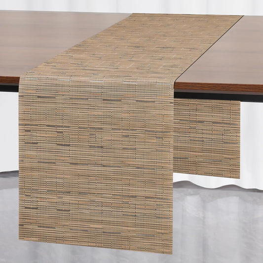 Table Runner, Vinyl Table Runner Indoor 55 Inch Long Arbitrarily Cropped Runner for Table Heatproof for Home Party (Light Brown, 12 X 55 Inch)