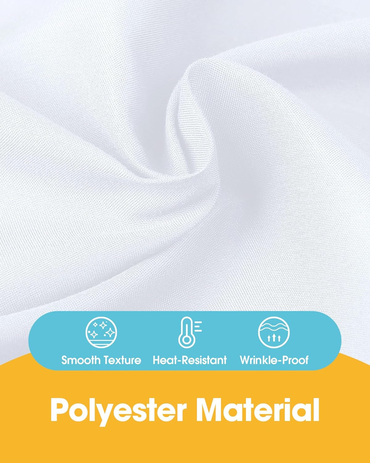 White Rectangle Table Cloth - 6 Pack, 60" X 84" Washable Polyester Tablecloth for 5FT Tables, Wrinkle-Resistant Table Cover for Weddings & Parties