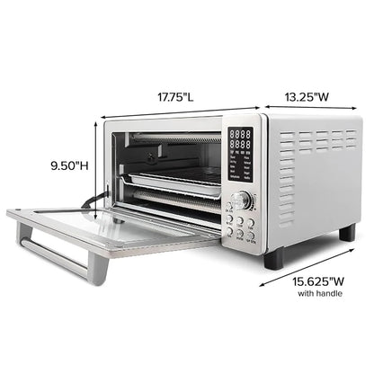 Bravo Air Fryer Toaster Smart Oven, 10-In-1 Countertop Convection, 1800 Watts, 21-Qt Capacity, 50°-450°F Temp Controls, Top and Bottom Heater Adjustments 0%-100%, PFAS Free, Stainless Steel