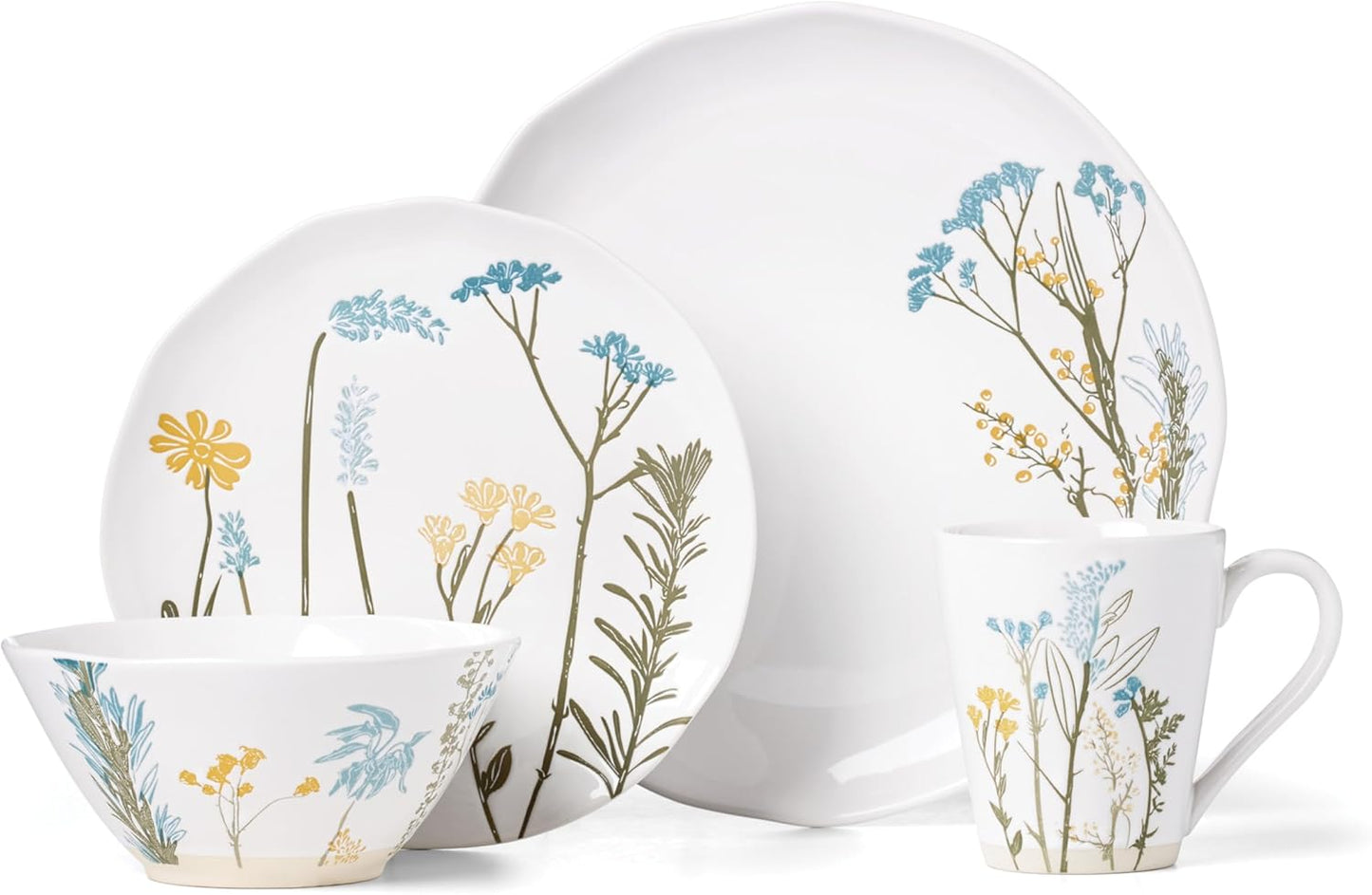 897830 Wildflowers 16-Piece Dinnerware Set, Service for 4