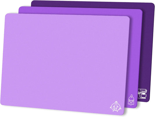 Flexible Plastic Cutting Board Set of 3 Gradient Color, Colorful Chopping Boards, BPA Free Mats, Non Slip, Dishwasher Safe, 15X12 Inch, Purple Multi-Color