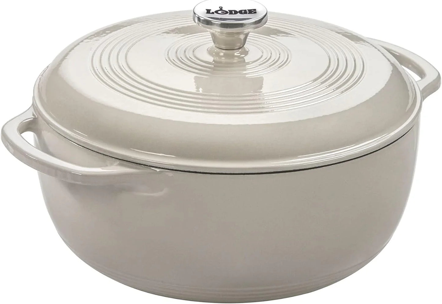 Essential Enamel Cast Iron Dutch Oven - Perfect for Bread Baking, Braising, Marinating & Slow Cooking - Features Moisture-Sealing Lid & Dual Handles - Kitchen Essentials - 6 Quarts - Oyster White