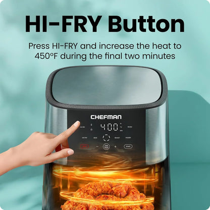 Air Fryer 8 Qt | Turbofry® 4-In-1 with 450°F Hi-Fry Option for Crispier Results | Bake, Dehydrate, Frozen | XL Nonstick Dishwasher-Safe Basket | Stainless Steel