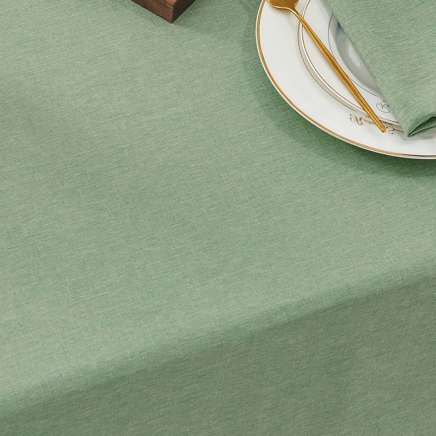 Rectangle Table Cloth, Waterproof and Stain Resistant Linen Style Farmhouse Tablecloth, Washable Faux Decoration Fabric Table Cover for Kitchen Dinning or Outdoor Use, Sage Green 52 X 70 Inch
