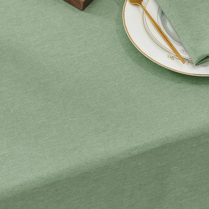 Rectangle Table Cloth, Waterproof and Stain Resistant Linen Style Farmhouse Tablecloth, Washable Faux Decoration Fabric Table Cover for Kitchen Dinning or Outdoor Use, Sage Green 52 X 70 Inch