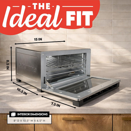 Toaster Oven Digital Air Fryer - Convection Mode with 4 Slice Capacity, 3 Rack Positions, 12 Presets, Toast, Bagel, Bake, Roast, Broil, Dehydrate, Popcorn, Fits 9" Pizza, Stainless Steel
