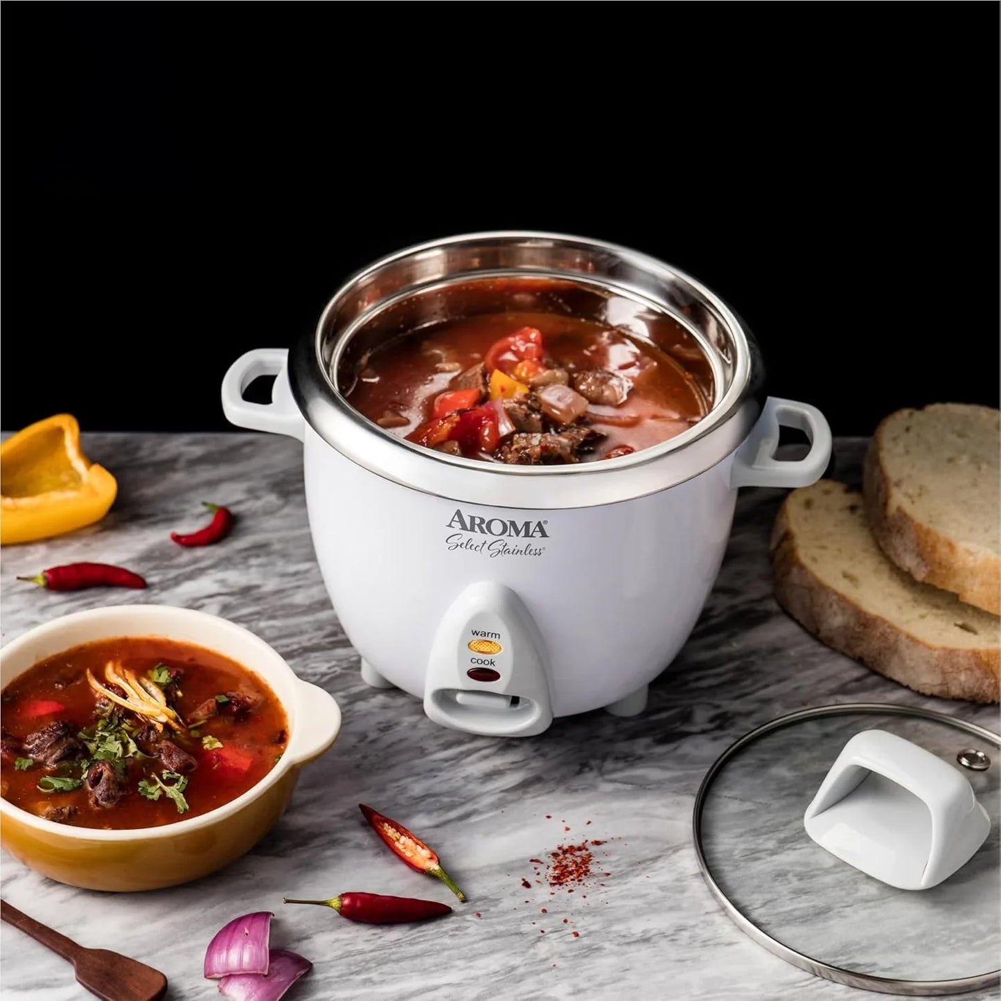® Select Stainless® Rice Cooker, 3-Cup (Uncooked) / 6-Cup (Cooked), Stainless Steel Inner Pot, Small Rice Cooker, Auto Keep Warm, 1.2 Qt, White, ARC-753SG