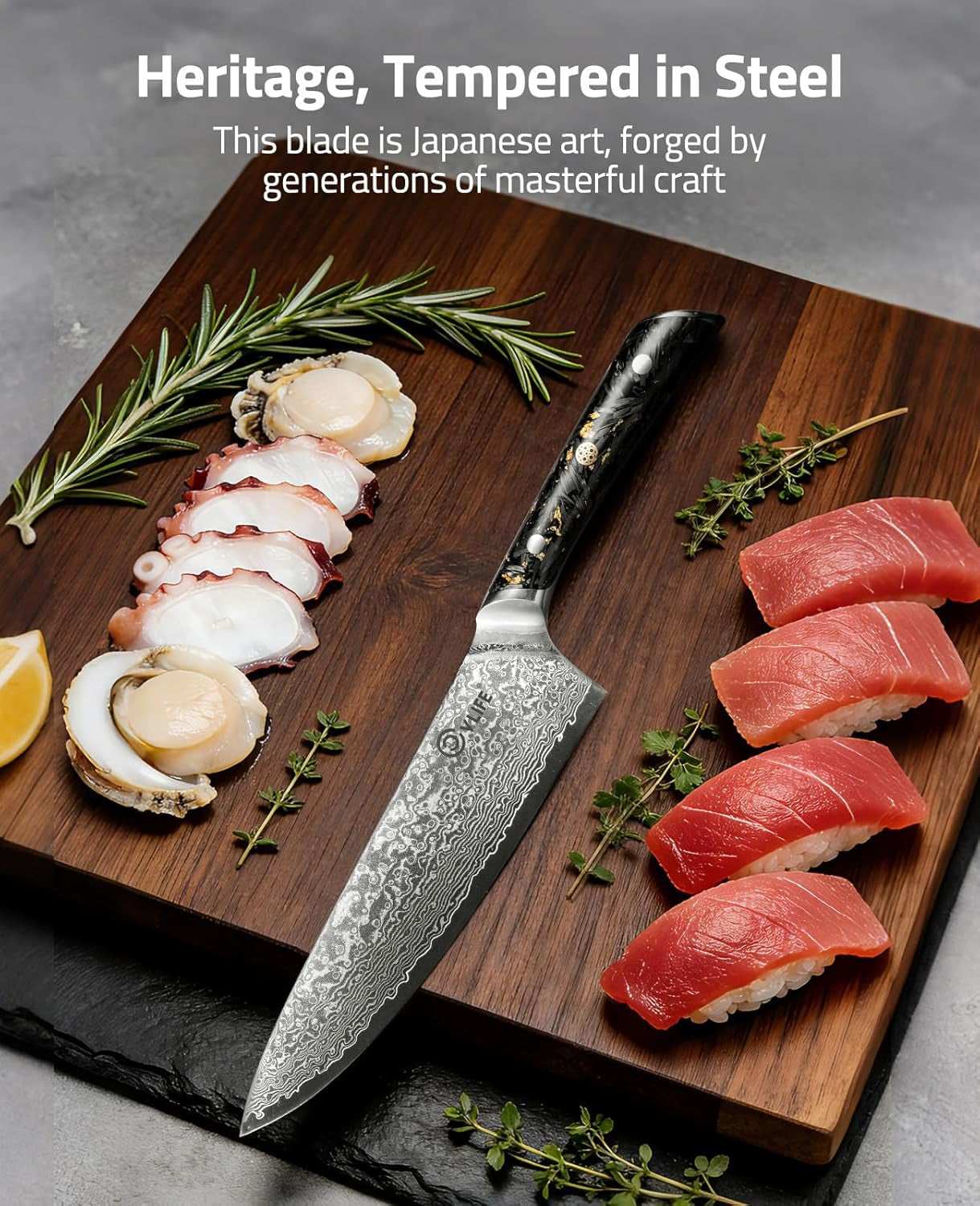 Chef Knife, 8 Inch Damascus Steel with Japanese High Carbon 10Cr15Mov Core, Full Tang Ergonomic Handle for Balance & Control, Razor Sharp Kitchen Utility Knife for Cooking with Sheath & Box