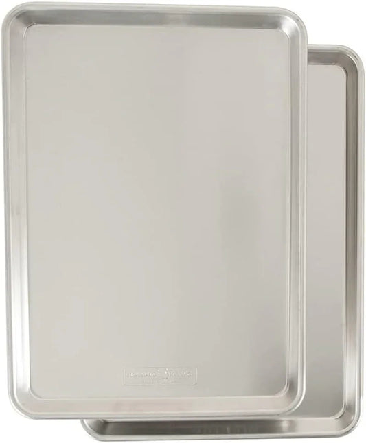 Naturals Half Sheet - USA Made Aluminum Commercial Quality Sheet Pan for Baking or Roasting, Encapsulated Galvanized Steel Rim Prevents Warping, 2-Pack