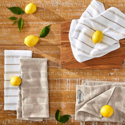 Albany Kitchen Towel 4-Pack Set, Milkshake Tan/White, 16"X26"
