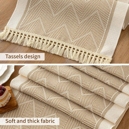 Table Runner 48 Inches Long,Waterproof Boho Table Runner with Tassel Fringe,Table Runners for Party Coffee Table