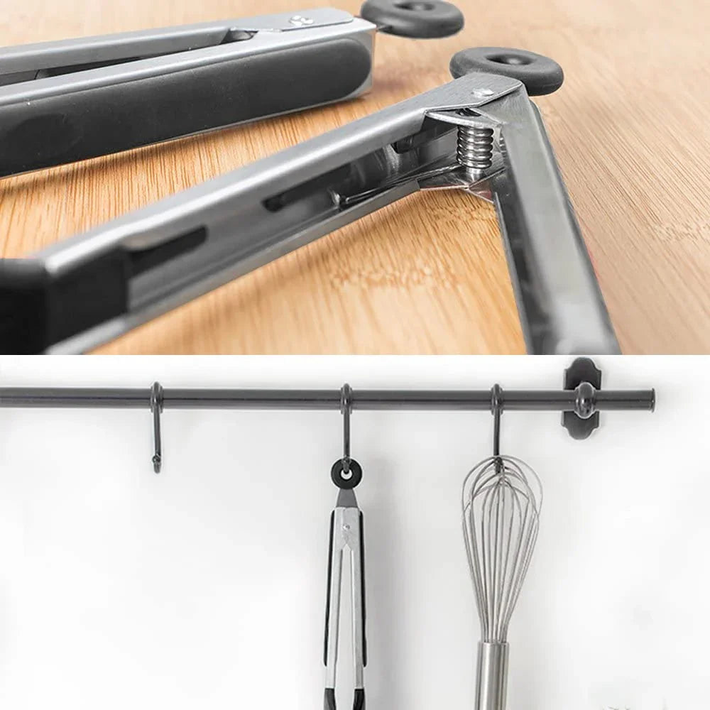 Kitchen Tongs 9 Inches and 12 Inches Fish Spatula Stainless Steel Locking with Silicone Tips Cooking Salad Buffet BBQ Serving Tongs Heat Resistant Meat Turner Spatula Tongs, Black