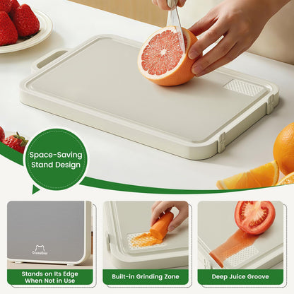 Titanium Cutting Board for Kitchen, Double Sided Cutting Boards Food Grade, 2-In-1 Chopping Boards for Fresh Meat Vegetable, Pure Titanium & PP, Easy to Clean Large Size 16”×11”