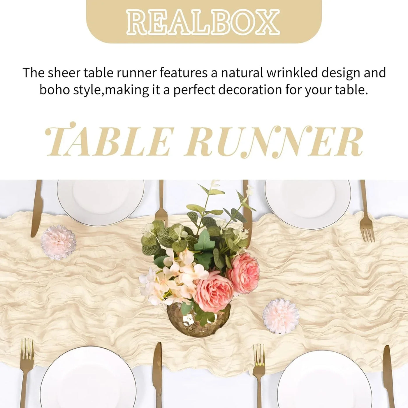 3 Pack Ivory Cheesecloth Table Runner 17X108 Inch Semi Sheer Boho Gauze Cheese Cloth Fabric Table Runners Table Decor for Wedding Party Baby Shower Birthday Home Decor Garden Farmhouse