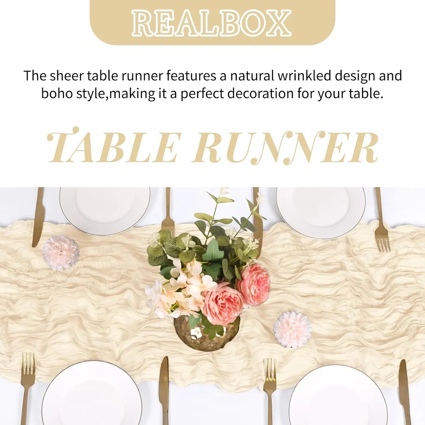 3 Pack Ivory Cheesecloth Table Runner 17X108 Inch Semi Sheer Boho Gauze Cheese Cloth Fabric Table Runners Table Decor for Wedding Party Baby Shower Birthday Home Decor Garden Farmhouse