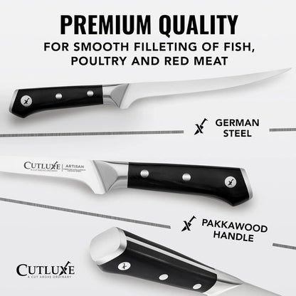 Fillet Knife for Fish & Meat – 7" Razor Sharp Boning Knife – Flexible High Carbon German Steel, Full Tang Ergonomic Handle Design, Grilling Gifts for Men – Artisan Series