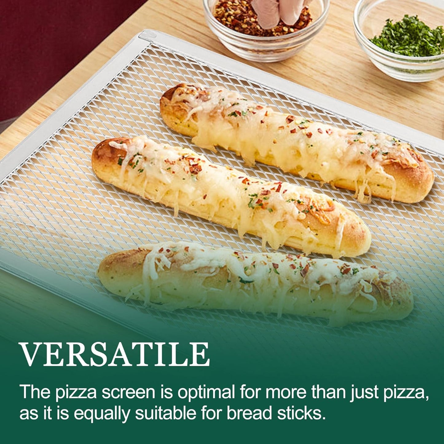 Pizza Screen 11 X 16 Inch 2 Pack Rectangular Aluminum Pizza Pan Restaurant-Grade Flatbread Screen Pizza Crisper Pan,Oven-Safe