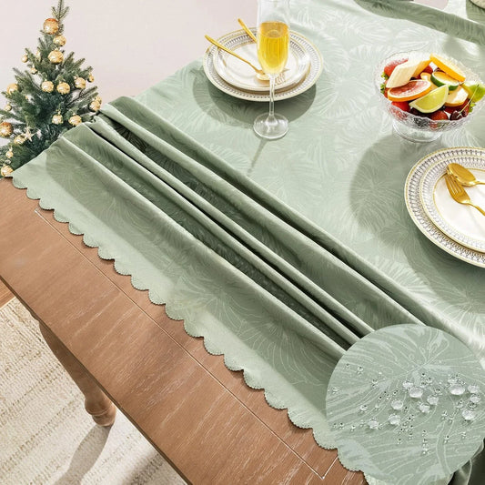 Rectangle Tablecloths 52X70 Inch Waterproof Washable Sage Green Oblong Table Clothes for 4 Foot Tables Leave Pattern Silky Soft Dining Table Covers for Indoor & Outdoor Party Decoration