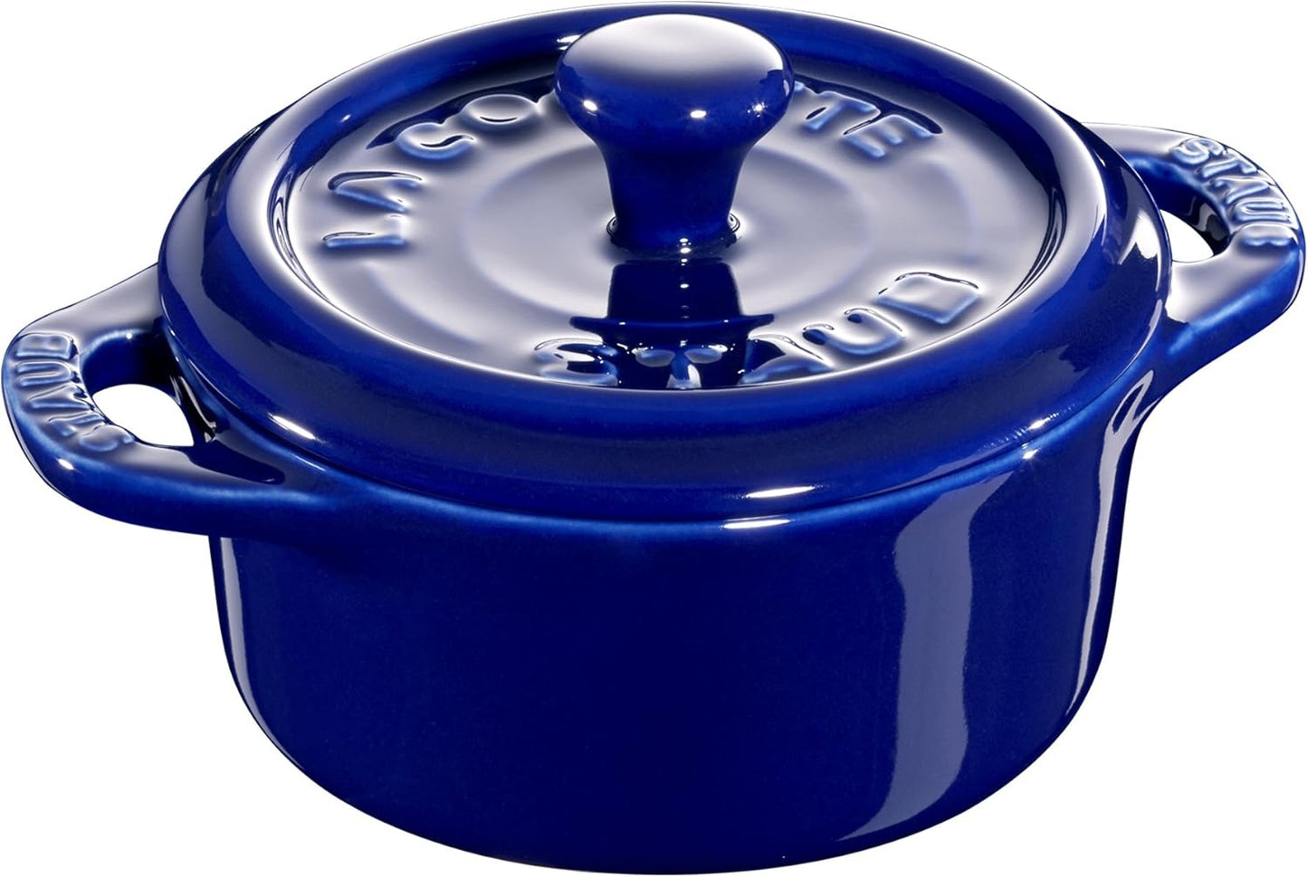 Ceramic Dutch Oven 3-Piece Mini round Cocotte, Dark Blue