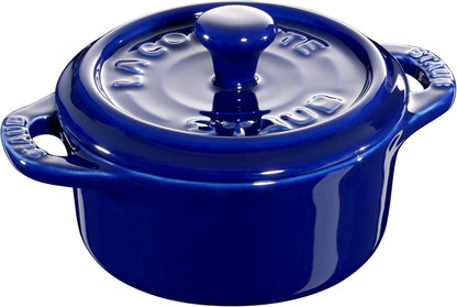 Ceramic Dutch Oven 3-Piece Mini round Cocotte, Dark Blue