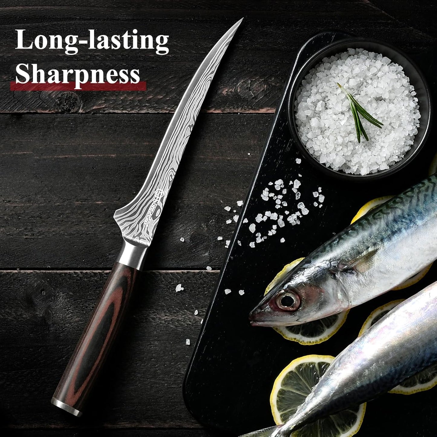 Boning Knife with Pakkawood Handle,6 Inch High Carbon German Stainless Steel Fillet Knife for Meat and Poultry