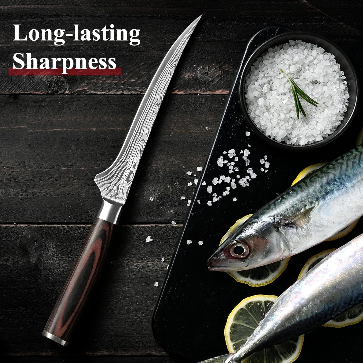 Boning Knife with Pakkawood Handle,6 Inch High Carbon German Stainless Steel Fillet Knife for Meat and Poultry