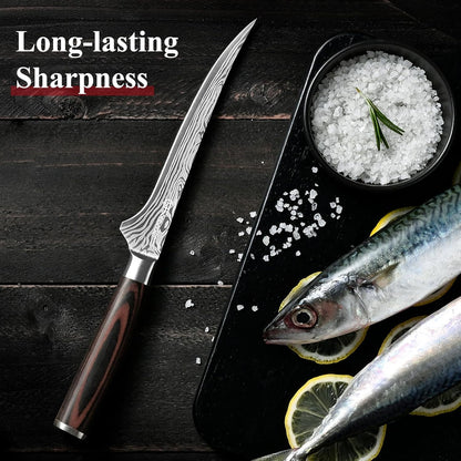 Boning Knife with Pakkawood Handle,6 Inch High Carbon German Stainless Steel Fillet Knife for Meat and Poultry