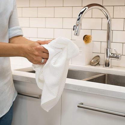 Ripple Cotton Dish Towels White 18 X 28In, Set of 2