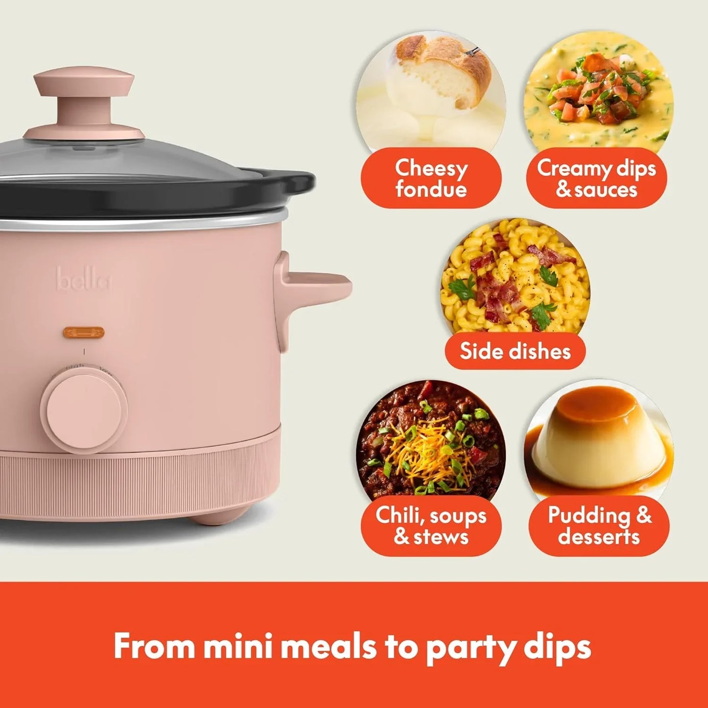 1.5 Qt Slow Cooker with 3 Heat Manual Control, Ceramic Nonstick Coating, Dishwasher Safe Stoneware Pot and Tempered Glass Lid, Tangle Free Cord Wrap & Cool Touch Handles, Blossom