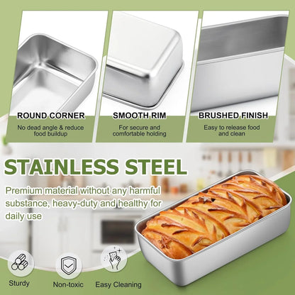 Loaf Pan Set, 9 X 5 Inch Bread Pans, Stainless Steel Loaf Toast Baking Pans for Bread Meatloaf Lasagna Cake, Healthy & Non Toxic, Oven Safe& Easy Clean, (Silver, 8Pcs)