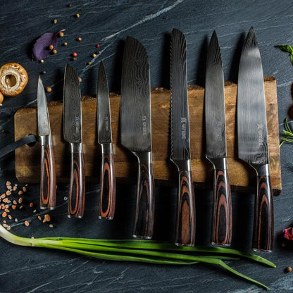 Yatoshi Professional Kitchen Knife Set, 15 Pieces, High Carbon Stainless Steel, Ergonomic Handle