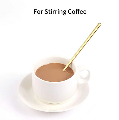 4 PCS 6.7 Inches Coffee/ Tea Spoons Long Handle, Gold, Ice Tea, Espresso Stainless Steel Long Spoons for Stirring