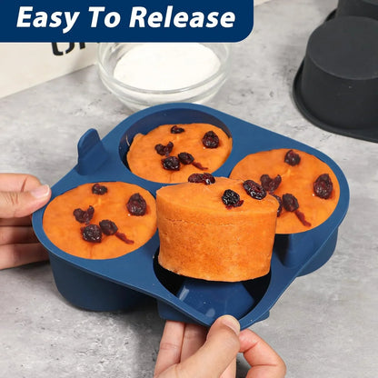2PCS Jumbo Silicone Air Fryer Muffin Pan for Baking, 4-Cavity Egg Bites Silicone Mold, Nonstick BPA Free Muffin Tins Baking Cups