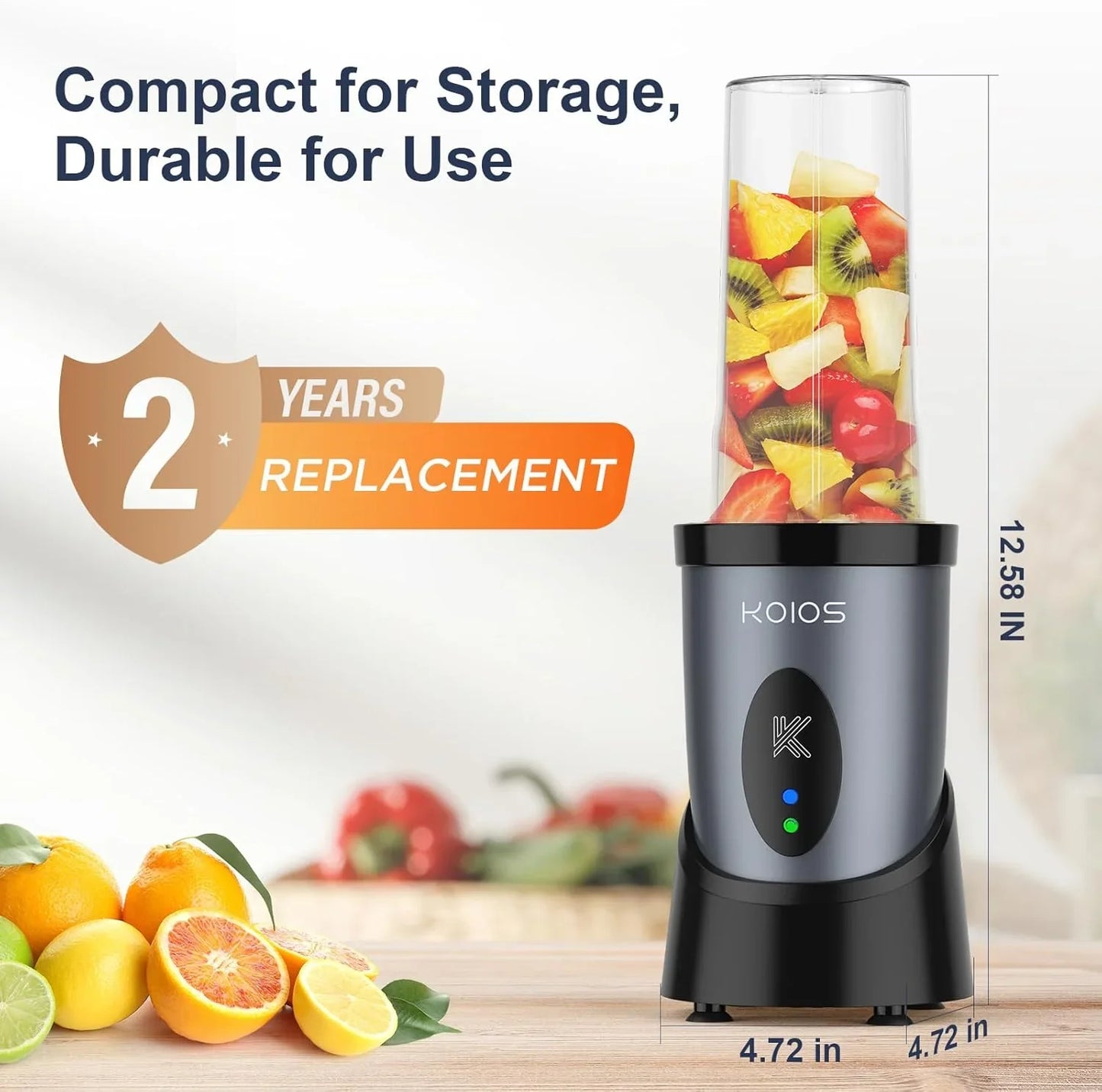 Smoothie Blender, 900W Personal Blender for Shakes and Smoothies for Kitchen with 2 Portable Cups 22Oz, Single Serve Smoothies Maker Mixer for Juices, Nutritious Recipe, Grey Blue