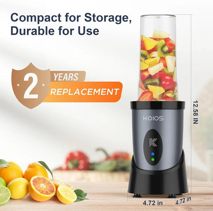 Smoothie Blender, 900W Personal Blender for Shakes and Smoothies for Kitchen with 2 Portable Cups 22Oz, Single Serve Smoothies Maker Mixer for Juices, Nutritious Recipe, Grey Blue