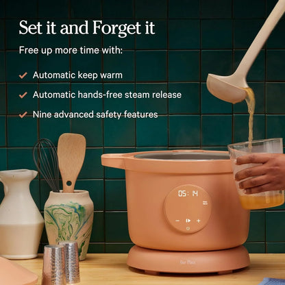 Dream Cooker | 6 Qt Ceramic Nonstick Multicooker & Pressure Cooker with Touchscreen Controls & Auto Steam Release | 4 Modes: Pressure Cook, Sauté/Sear, Slow Cook & Warm | Char