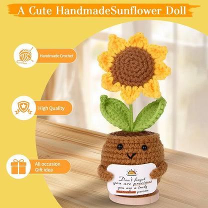 Handmade crochet sunflower doll in pot, cute gift for any occasion, high quality kitchen decor
