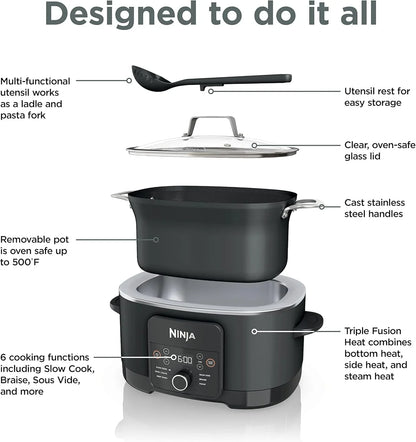 ® 12-In-1 Possiblecooker™ plus | 8.5-Qt - Sous Vide & Proof Multi-Cooker | Slow Cooker, Dutch Oven & More | Glass Lid & Integrated Spoon | Nonstick | Oven Safe Pot to 500°F | Black | MC1010
