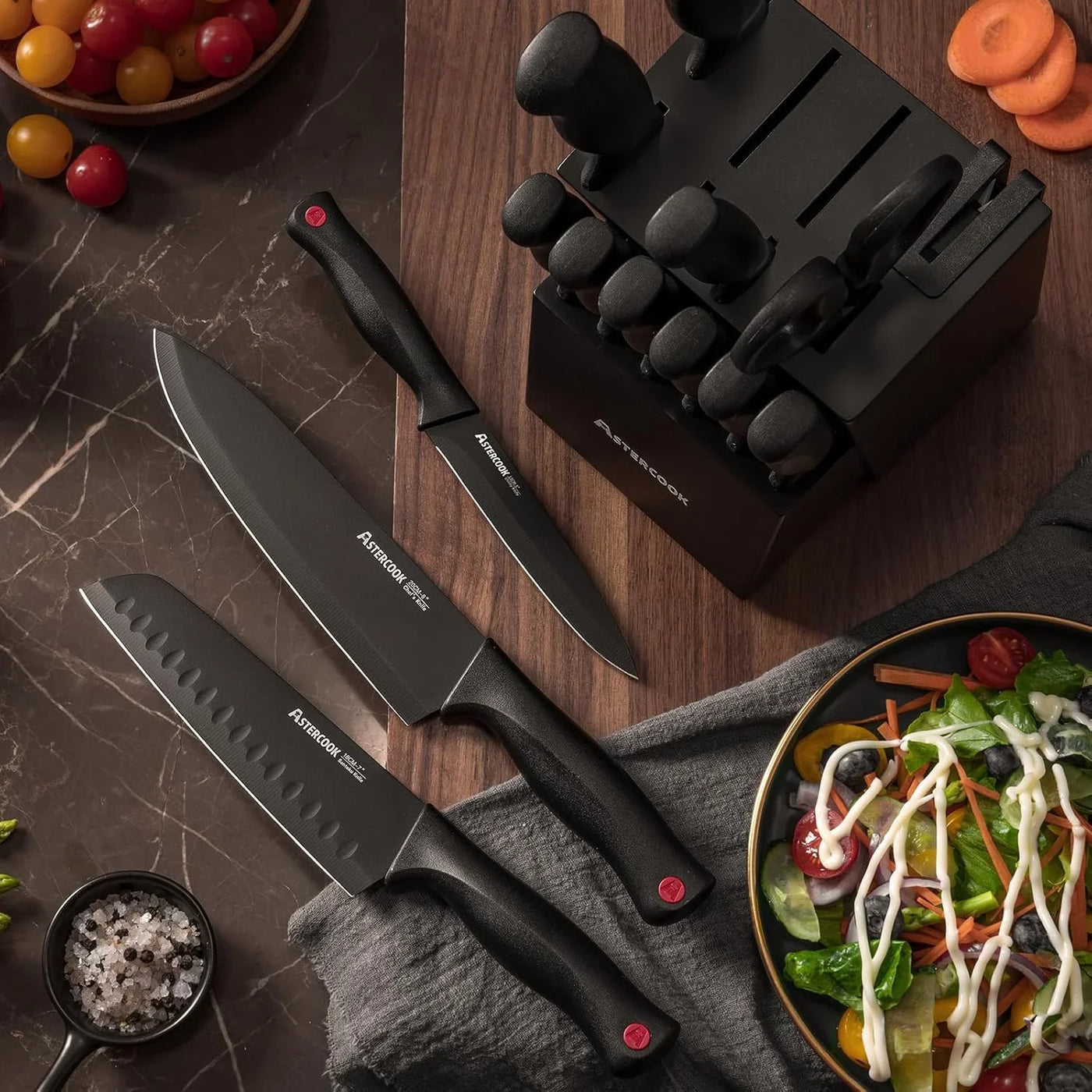 Knife Set,  15 Pieces Knife Sets for Kitchen with Block, Dishwasher Safe Kitchen Knife Set with Built in Sharpener Block, German Stainless Steel Knife Block Set, Valentine'S Gift