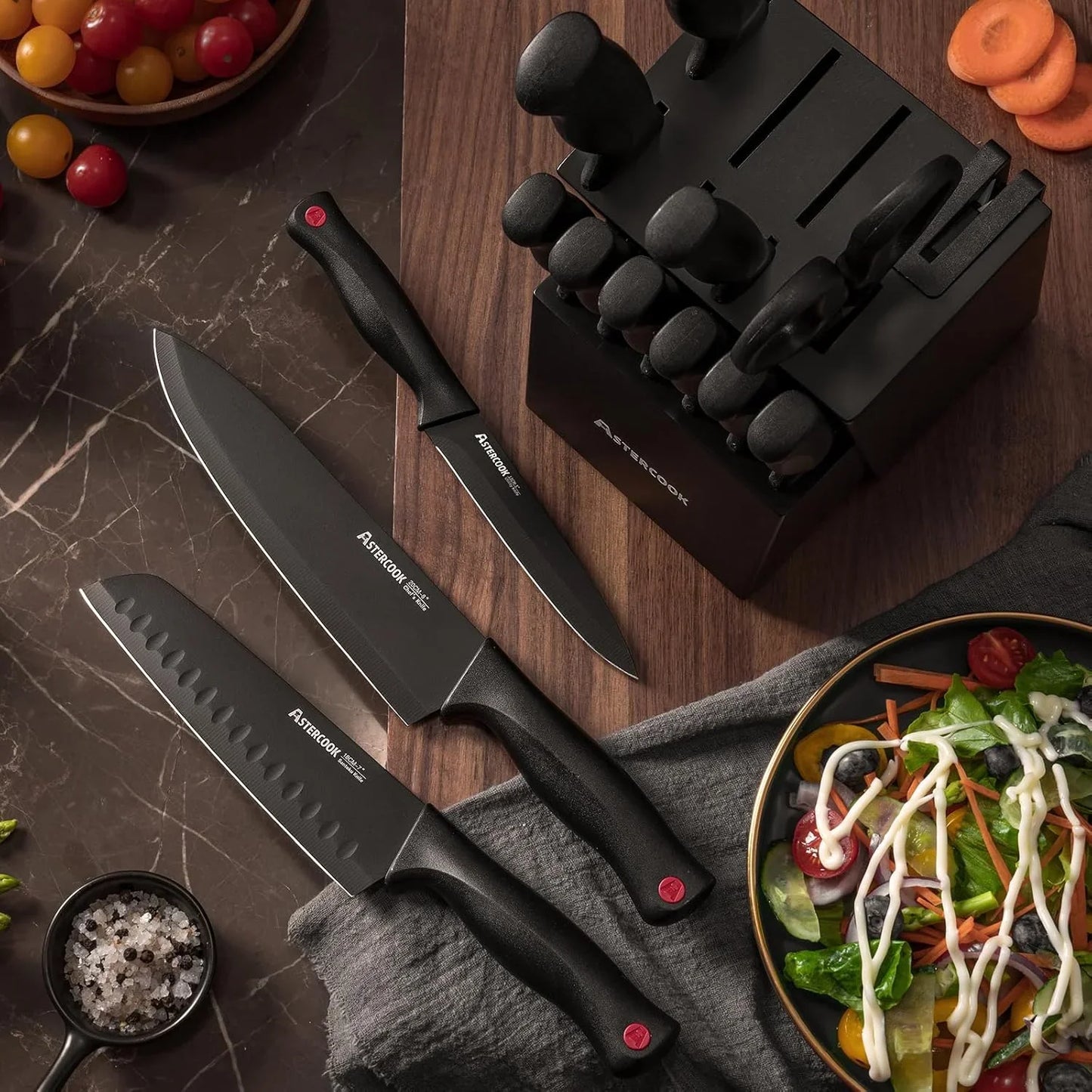 Knife Set,  15 Pieces Knife Sets for Kitchen with Block, Dishwasher Safe Kitchen Knife Set with Built in Sharpener Block, German Stainless Steel Knife Block Set, Valentine'S Gift