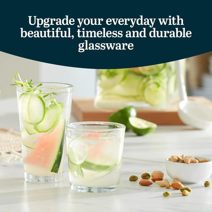 Preston Tumbler and Rocks Glass Cups Set, All Purpose Everyday Drinking Glasses Set of 16, Glassware Drinking Glasses for Birthdays, Dinners