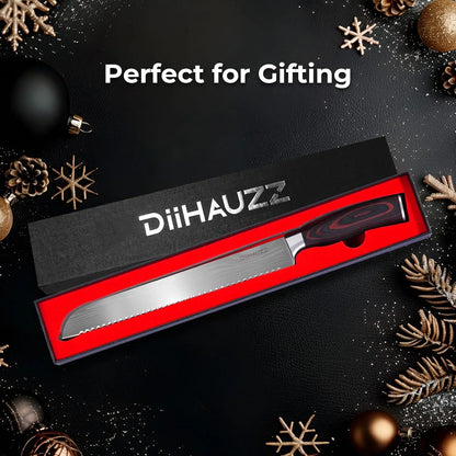 10 Inch Bread Knife, Serrated Knife for Homemade Bread, Razor Sharp High Carbon Stainless Steel Sourdough Cutter, Professional Bakery Kitchen Knives with Ergonomic Handle for Bagel, Cake