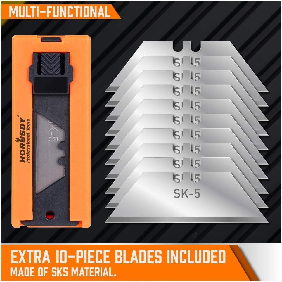 4-Pack Box Cutter Utility Knife, Heavy Duty Aluminum Shell Retractable Box Cutter for Cardboard, Boxes and Cartons, Extra 10 Blades