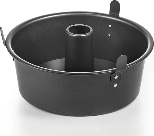 Angel Food Cake Pan with Removable Bottom, 10 Inch Tube Pan, Nonstick Pound Cake Pans for Baking, Chiffon Cake Mold, 16-Cup, Heavy Duty - Dark Grey