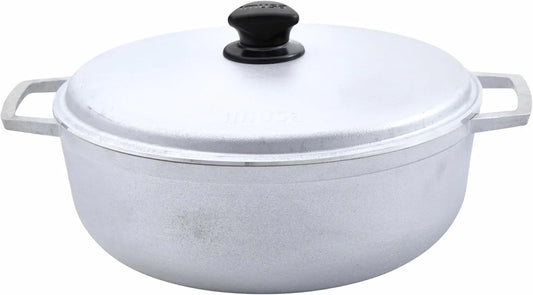 7.5 Quart Traditional Natural Made in Colombia Caldero with Lid for Cooking and Serving,Silver