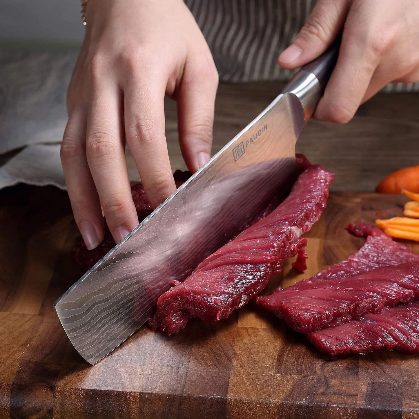 Nakiri Knife - 7" Razor Sharp Meat Cleaver and Vegetable Kitchen Knife, High Carbon Stainless Steel, Multipurpose Asian Chef Knife for Home and Kitchen with Ergonomic Handle